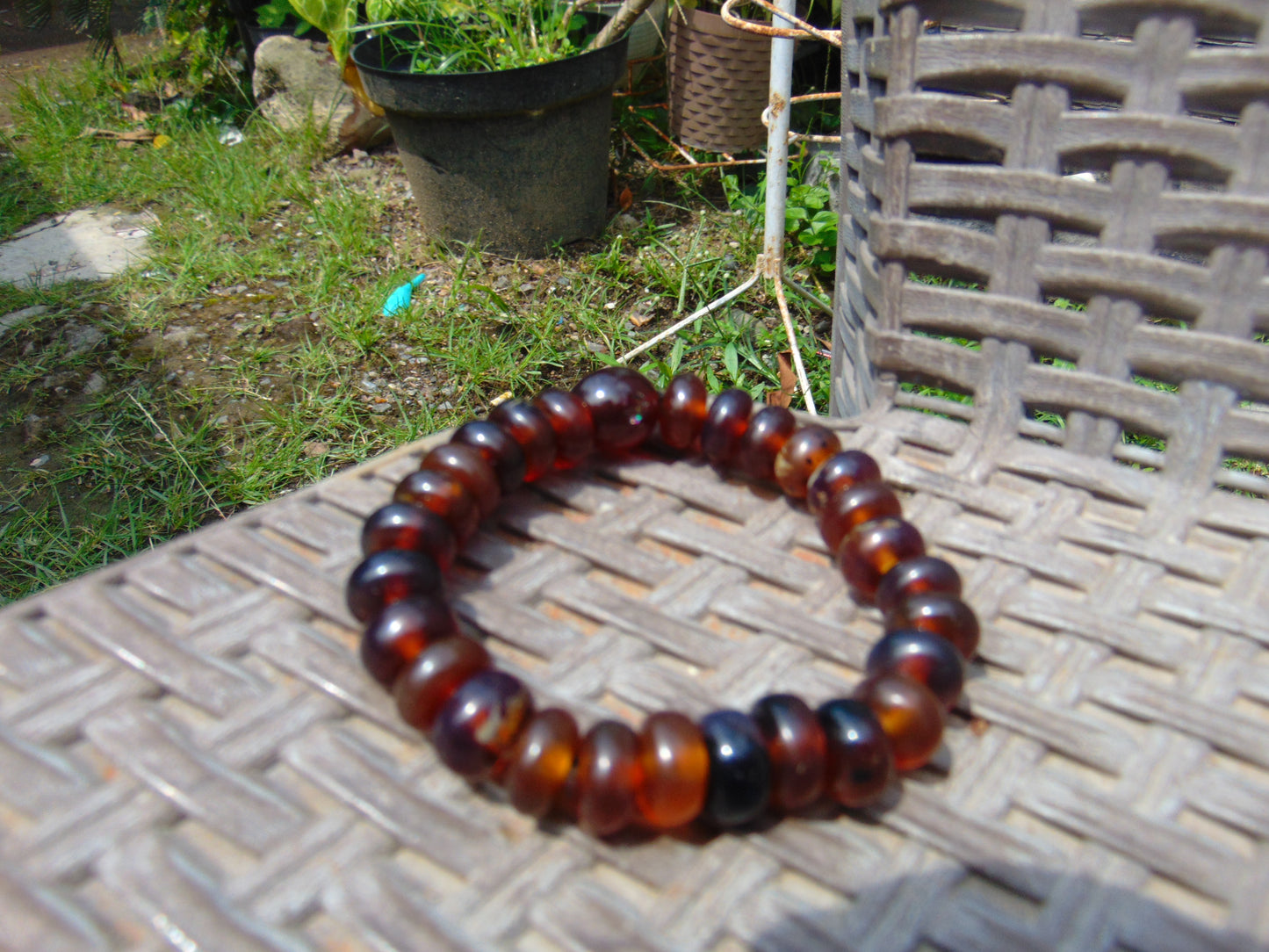 19 gram Small Beads Bracelet Indonesian mix Blue Amber for Healing A34G211