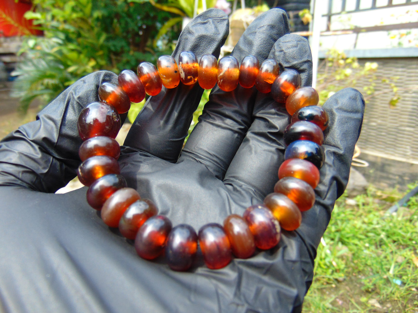 19 gram Small Beads Bracelet Indonesian mix Blue Amber for Healing A34G211