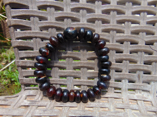 19 gram Small Beads Bracelet Indonesian mix Blue Amber for Healing A34G214