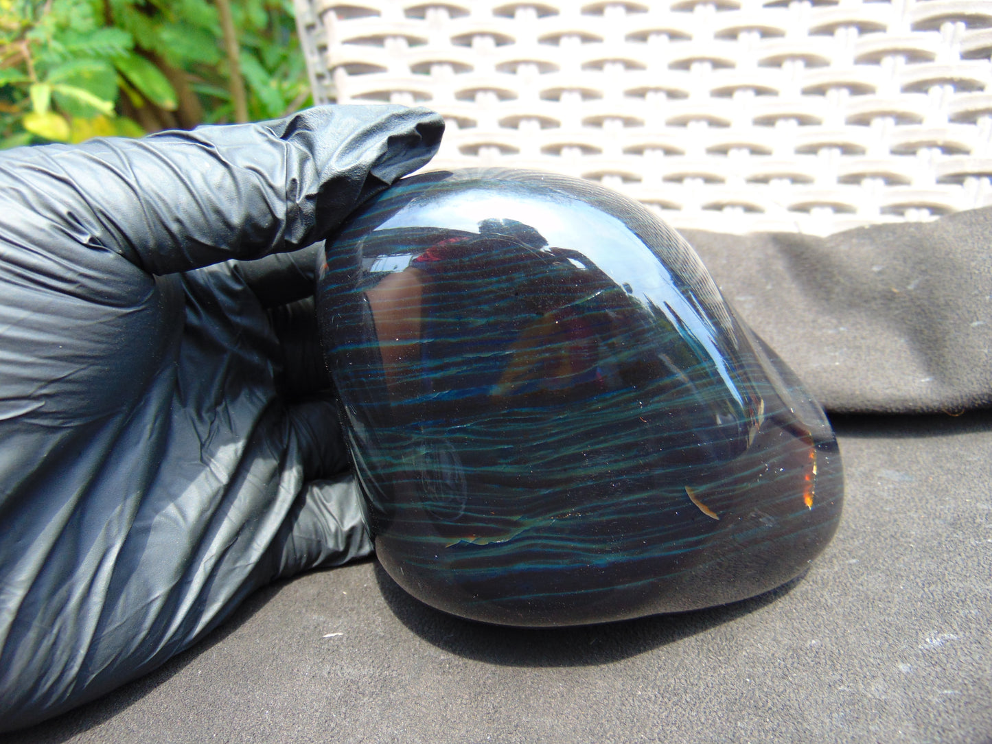 373 gram Full polished Indonesian Dark Green Amber for Healing ML83