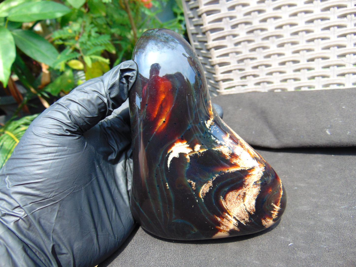 386 gram Full polished Indonesian Dark Green Amber for Healing ML82