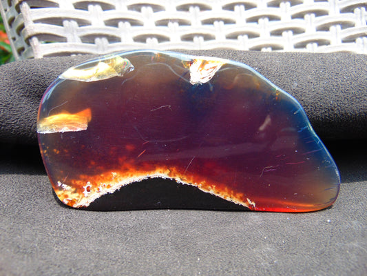 56 gram Slab polished Indonesian yellow blue Amber for Healing ML80