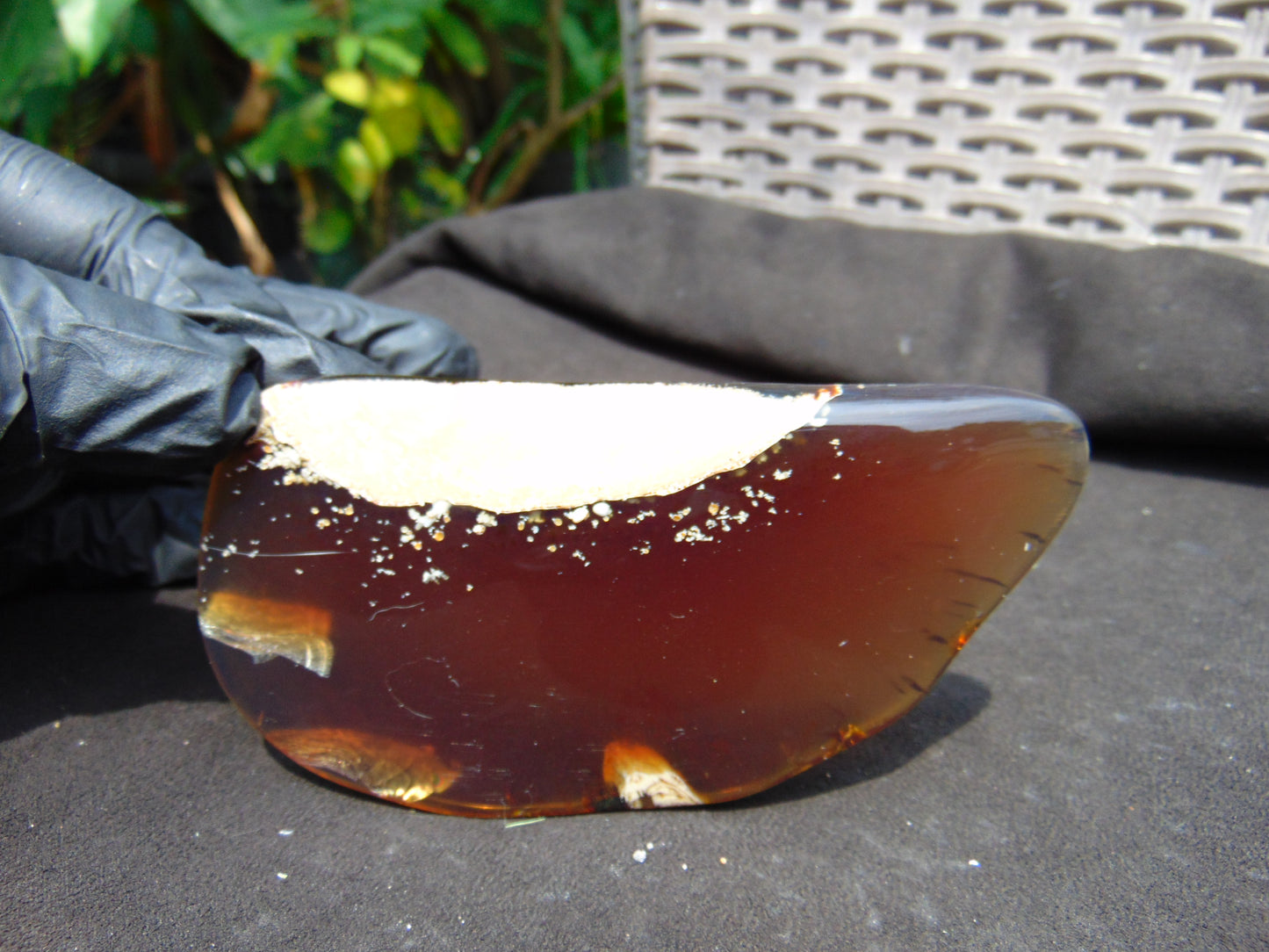 56 gram Slab polished Indonesian yellow blue Amber for Healing ML80