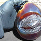 593 gr 4.9x3.9" snake carving on the Amber egg  Indonesian Mushroom Inclusion Purple Blue Amber AJ772